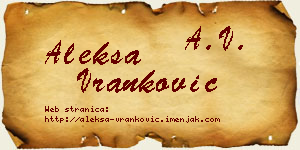 Aleksa Vranković vizit kartica